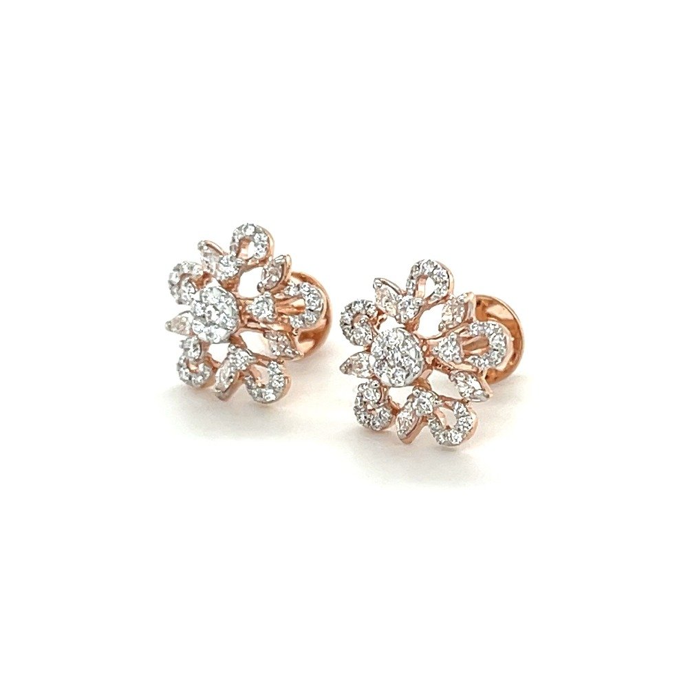 Rose Gold Diamond Studded Earrings