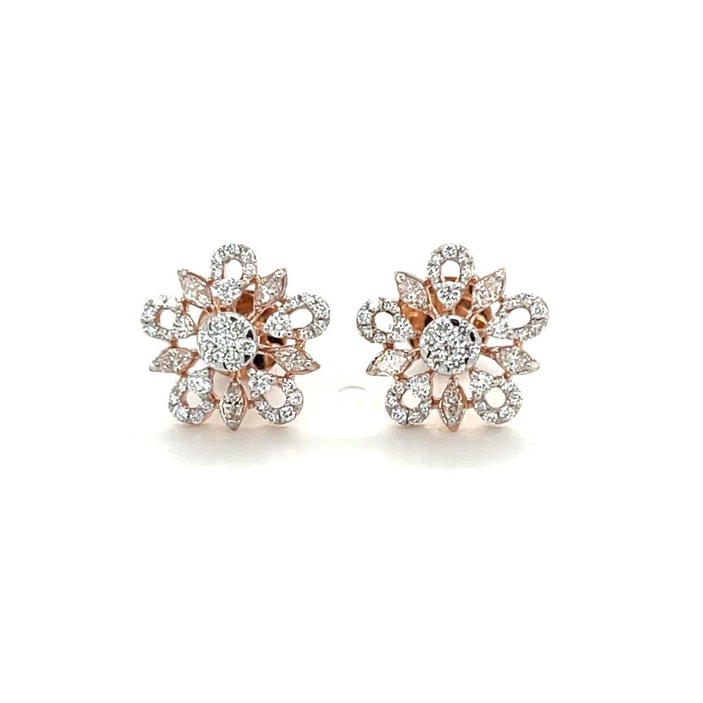 Rose Gold Diamond Studded Earrings