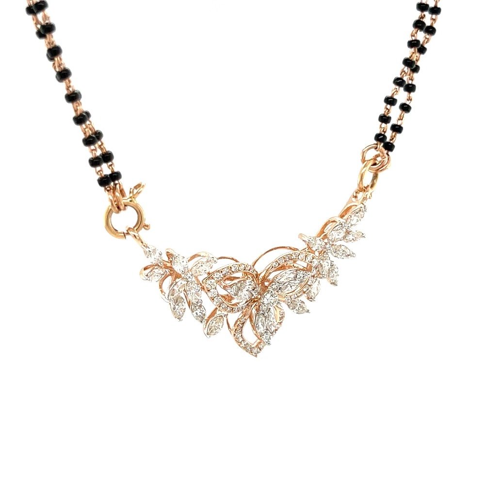 18KT Rose Gold Diamond Mangalsutra For Women