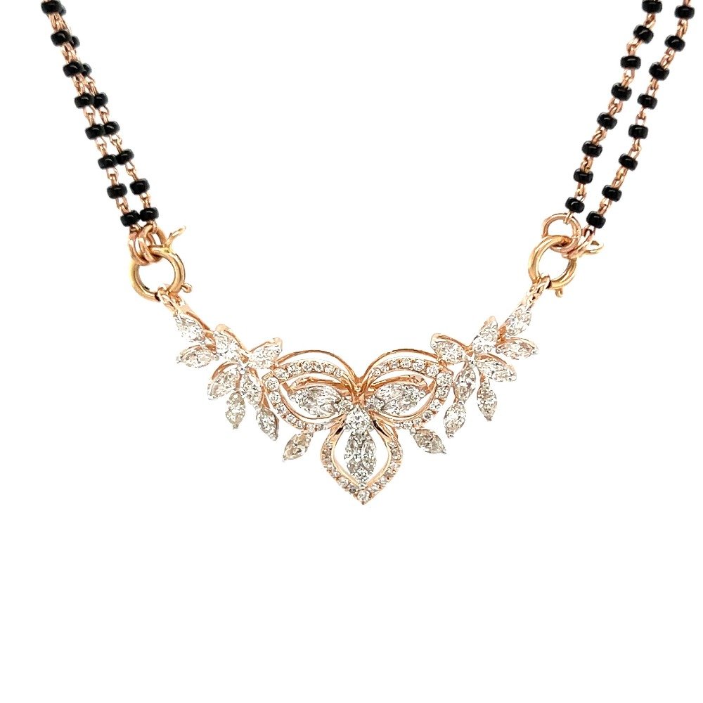 18KT Rose Gold Diamond Mangalsutra For Women